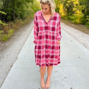 MJ red plaid dress